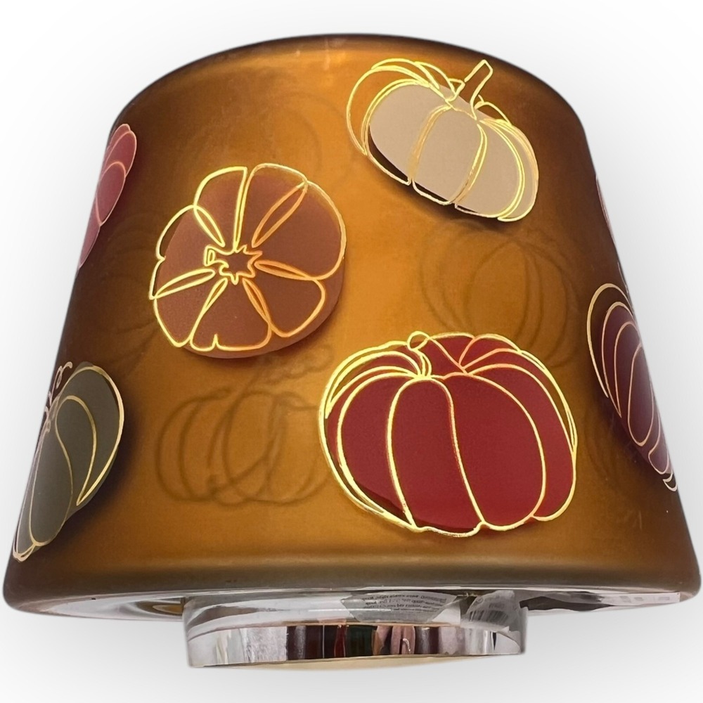 Yankee Candle Dancing Pumpkins Flickering Glass Shade Gold Red Green Orange Fall